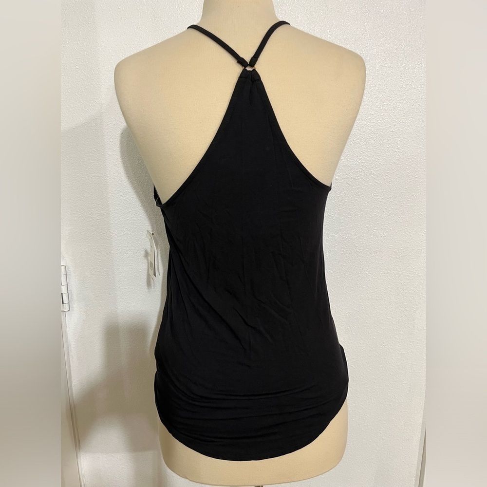 Trina Turk recreation NWT black bottom side front tie tank top racer back crop - Picture 4 of 4